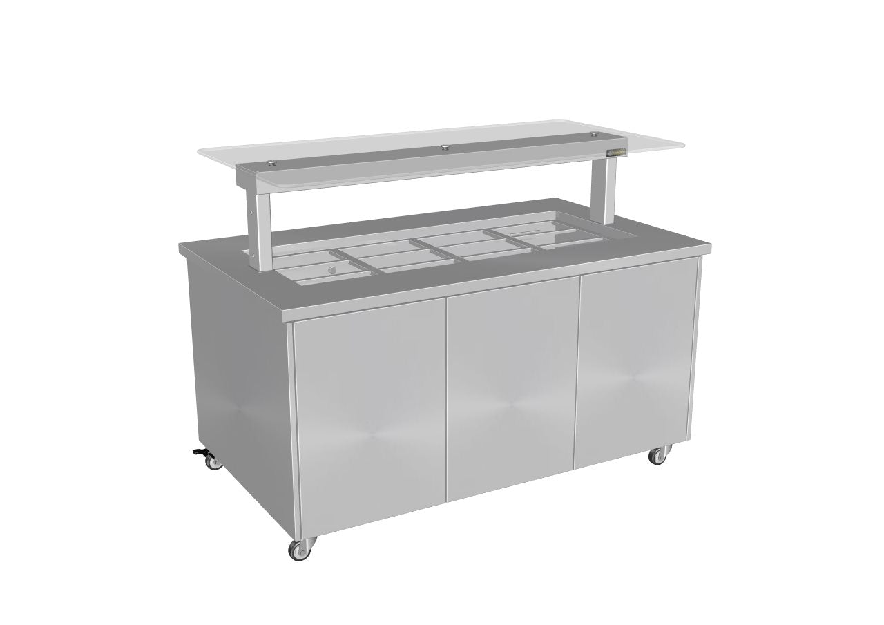 Culinaire - CH.IBSS.BMC.U.GSF.4 - Heated Mobile Island Buffet - Stainless Steel Panels & Top  4 Module