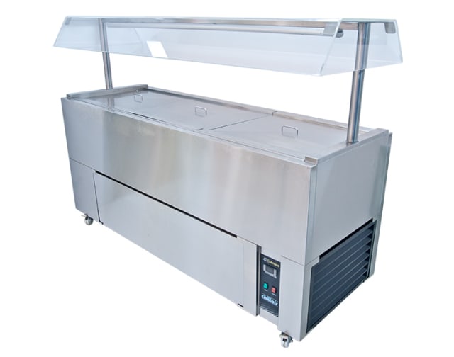 Culinaire - CR.IB.CLCBF.GCP.6 - Slimline Mobile Refrigerated Island Buffet With Perspex Gantry -  6 Module