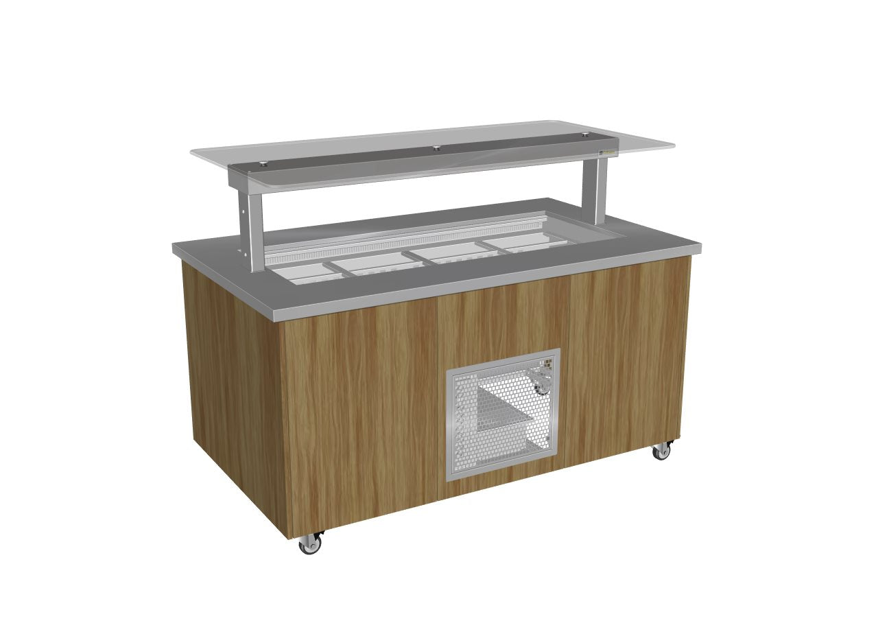Culinaire - CR.IBSJ.CWCF.U.GSF.4 - Mobile Refrigerated Island Buffet - Stainless Top and Joinery Panels -  4 Module