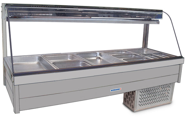 Roband - CRX23RD- Curved Glass Refrigerated Display Bar - Bain Marie -  6 pans