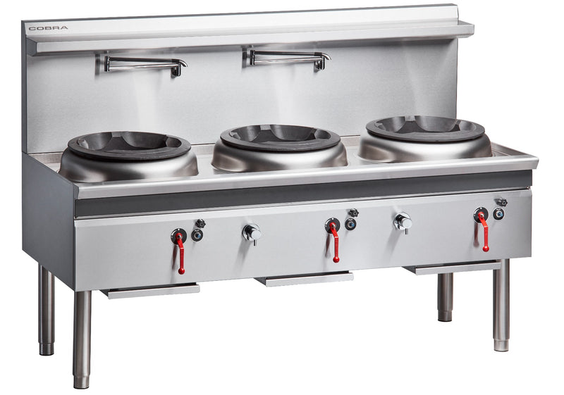Cobra CW3H-CCD - 1800mm Gas Waterless Wok with 3 Chimney burners and 1 Duckbill burner