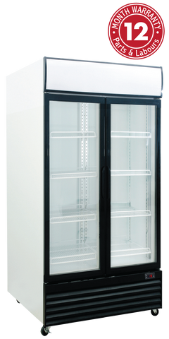 Exquisite DC1000P Two Glass Doors Upright Display Refrigerators