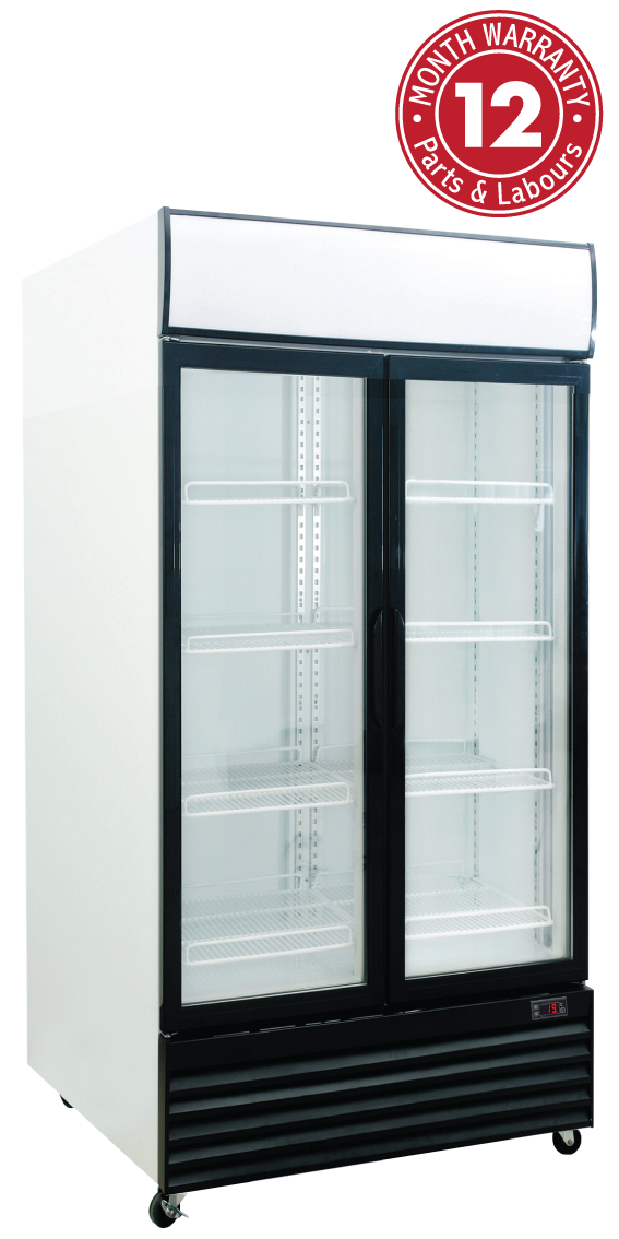 Exquisite DC1000P Two Glass Doors Upright Display Refrigerators