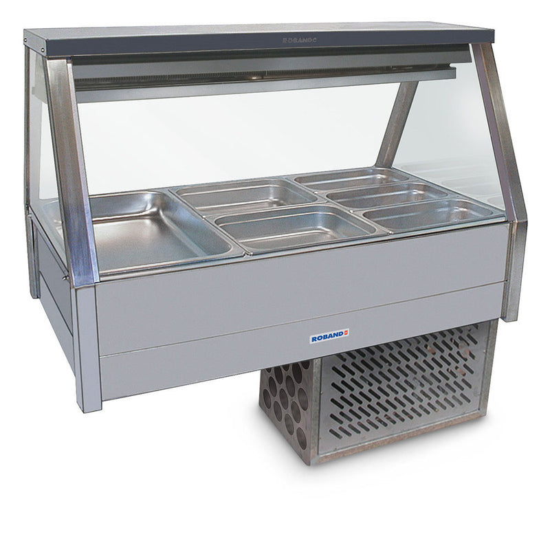 Roband Straight Glass Refrigerated Display Bar - Piped and Foamed only (no motor), 10 pans