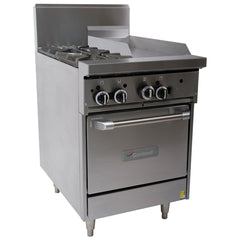 Garland 600mm WIDE RESTAURANT SERIES COMBINATION RANGE WITH SPACE SAVER OVEN (NG & LP) GF24-2G12L