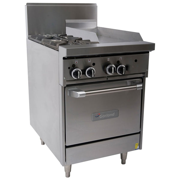 Garland 600mm WIDE RESTAURANT SERIES COMBINATION RANGE WITH SPACE SAVER OVEN (NG & LP) GF24-2G12L