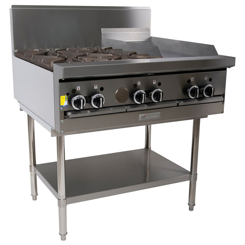 Garland 900mm WIDE RESTAURANT SERIES4 BURNER COMBINATION MODULAR TOP (NG & LP) GF36-4G12T