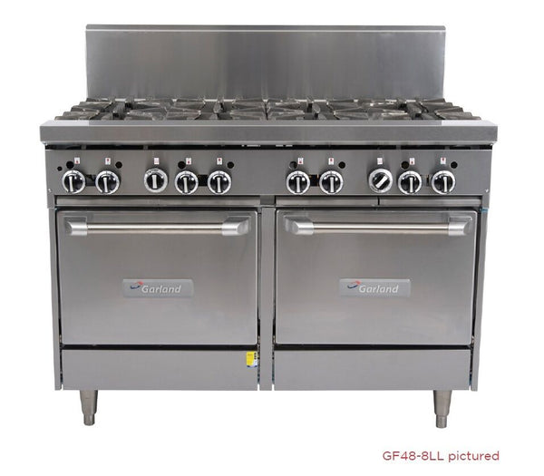 Garland 1200mm WIDE RESTAURANT SERIES 6 BURNERCOMBINATION RANGE WITH 2 SPACE SAVER OVENS (NG & LP) GF48-6G12LL