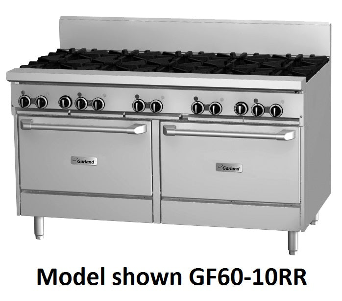 Garland 1500mm WIDE RESTAURANT SERIES 6 BURNERCOMBINATION RANGE WITH 2 STANDARD OVENS (NG & LP) GF60-6G24RR