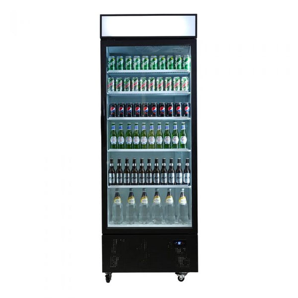 Bromic Upright Display Fridge with Lighbox (Black) ECO Flat Glass Door 690L