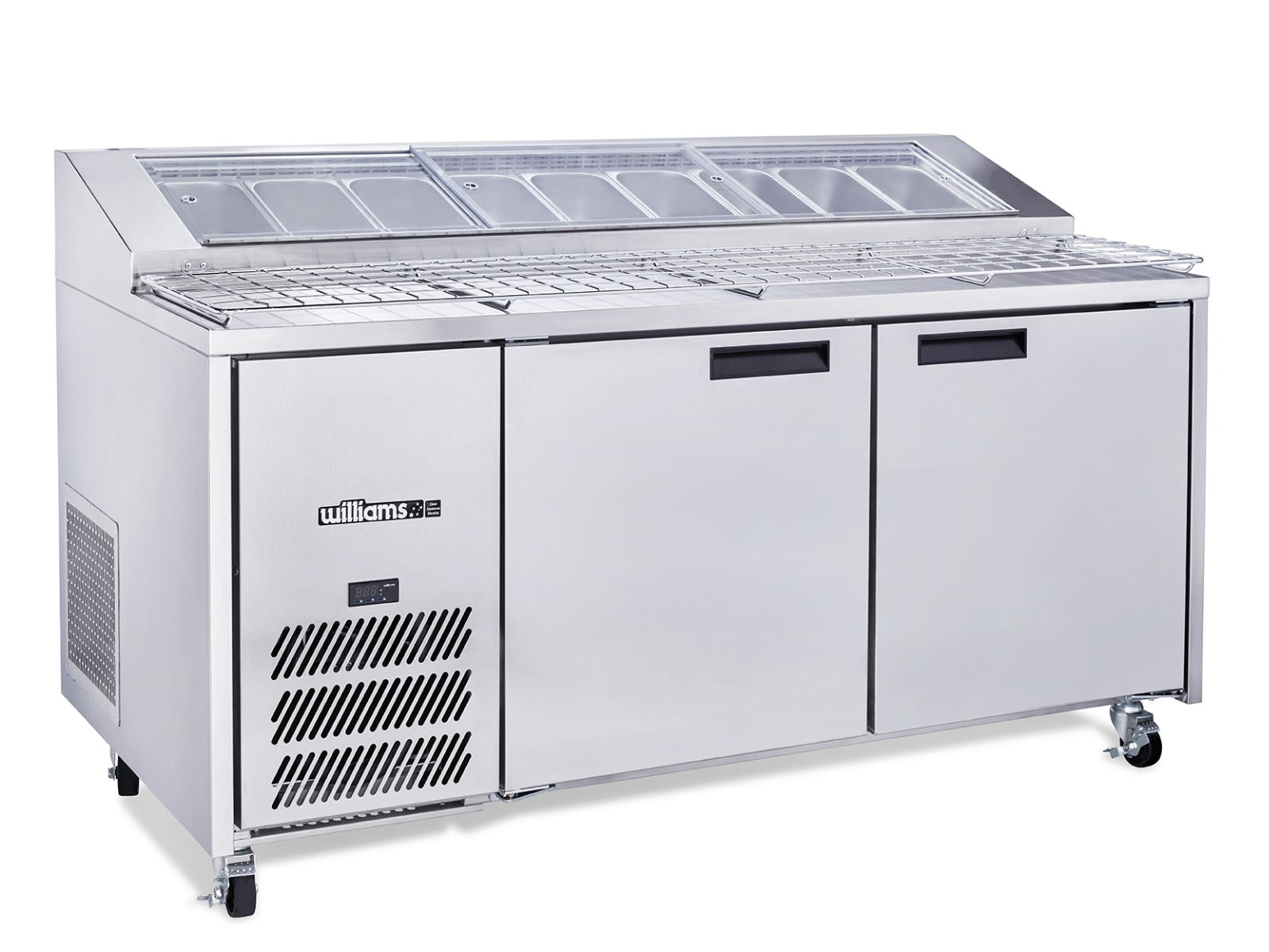 Williams Jade Pizza - Two Door Stainless Steel Pizza Prep Counter Refrigerator With Blown Air Well