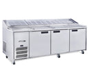 Williams Jade Pizza - Three Door Stainless Steel Pizza Prep Counter Refrigerator With Blown Air Well