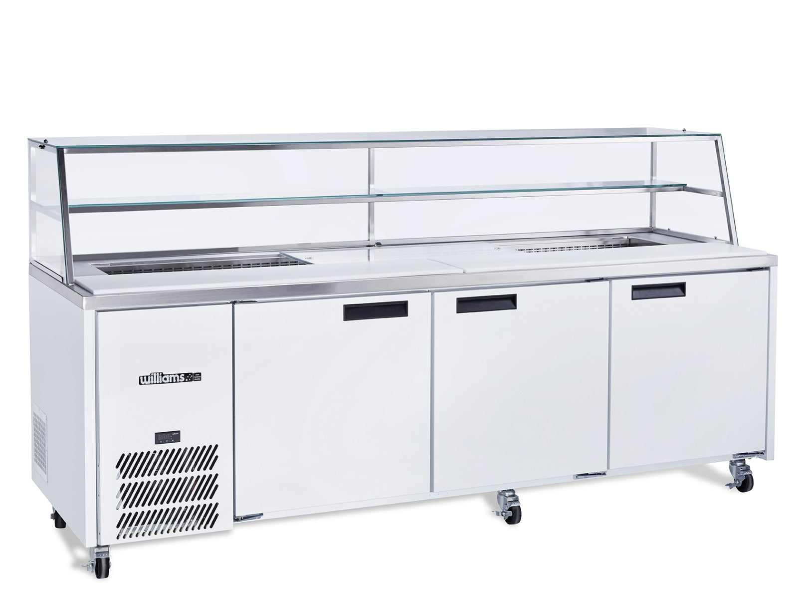 Williams Jade Sandwich - Three Door White Colorbond Prep Counter Refrigerator With Blown Air Well