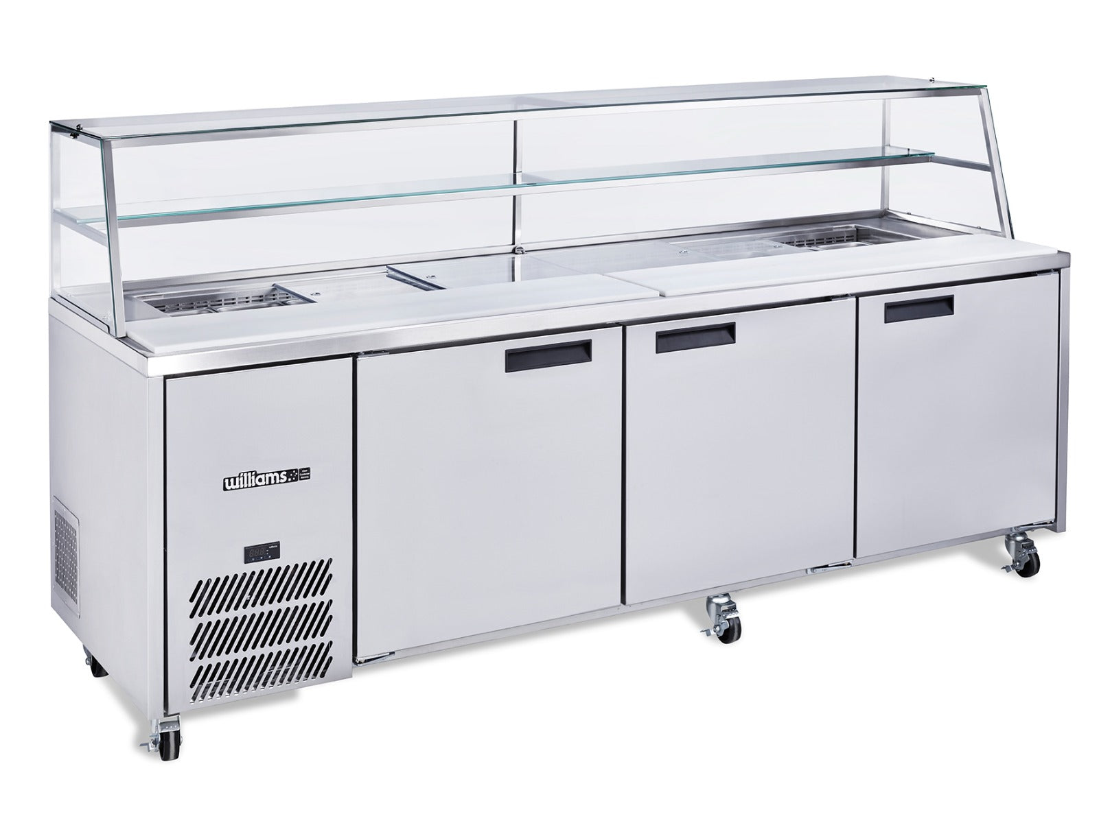 Williams Jade Sandwich - Three Door Stainless Steel Prep Counter Refrigerator With Blown Air Well