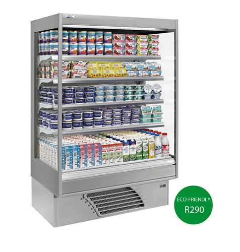 Bonnet Neve Onwave 3  Green - W1250mm Open Display Chiller - White/Grey