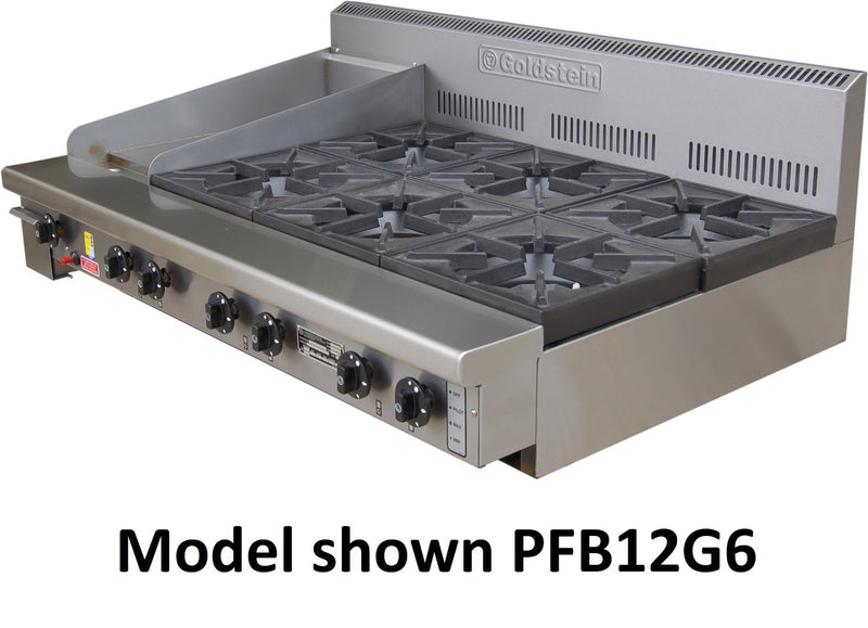 GOLDSTEIN: 305x20mm Griddle & 4 Burner Gas Cooktop - PFB12G4