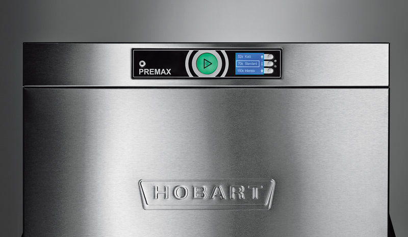 Hobart PREMAXAUP: high performance hood dishwasher withVAPOSTOP and Automatic Soil Removal