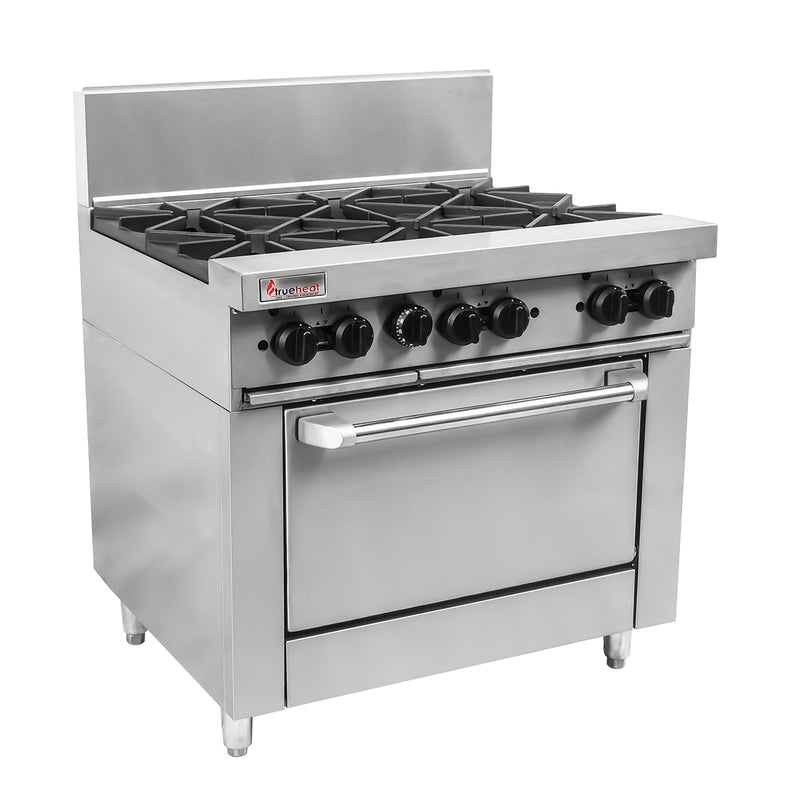 Trueheat RCR9-6: oven with six open top burners 900mm (NG or LP gas)