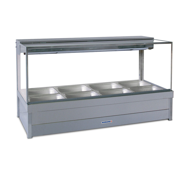Roband Square Glass Hot Food Display Bar, 4 pans double row