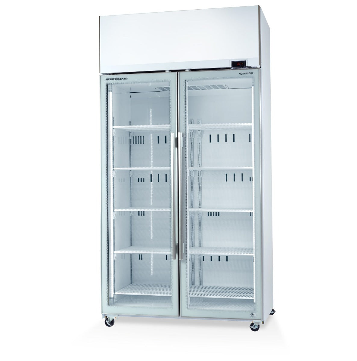 SKOPE TME1000N-AC: two door chiller ActiveCore self contained with Lit Sign