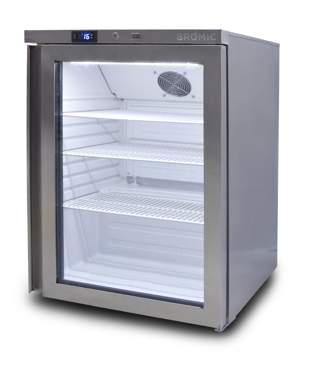 Bromic Under Bench Display Fridge - 138L Single Door Glass - Hinged Door UBC0140GD-NR