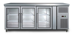 Bromic Under Bench Display Fridge - 417L LED 3 Door Glass - Hinged Door UBC1795GD-NR