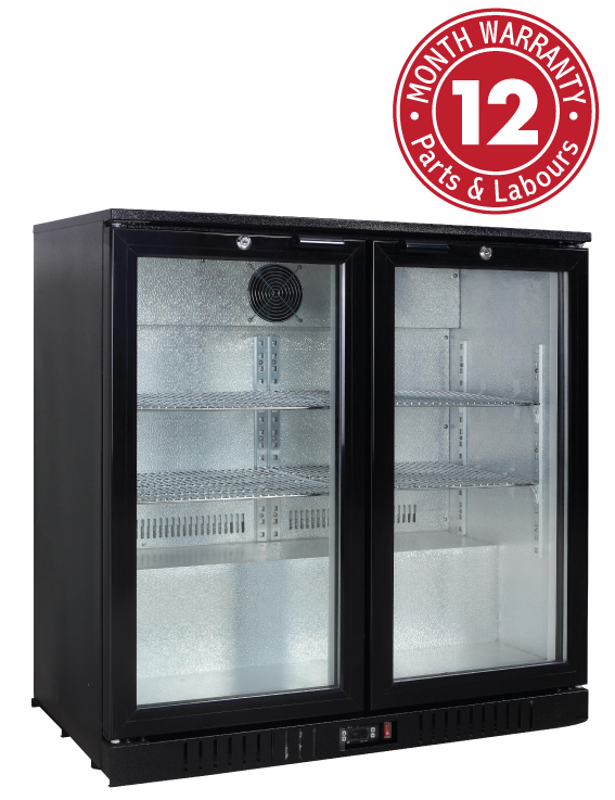 Exquisite UBC210L Two Doors Backbar Chiller - Hinged, Low Height