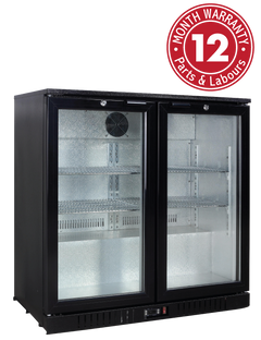 Exquisite UBC210L Two Doors Backbar Chiller - Hinged, Low Height