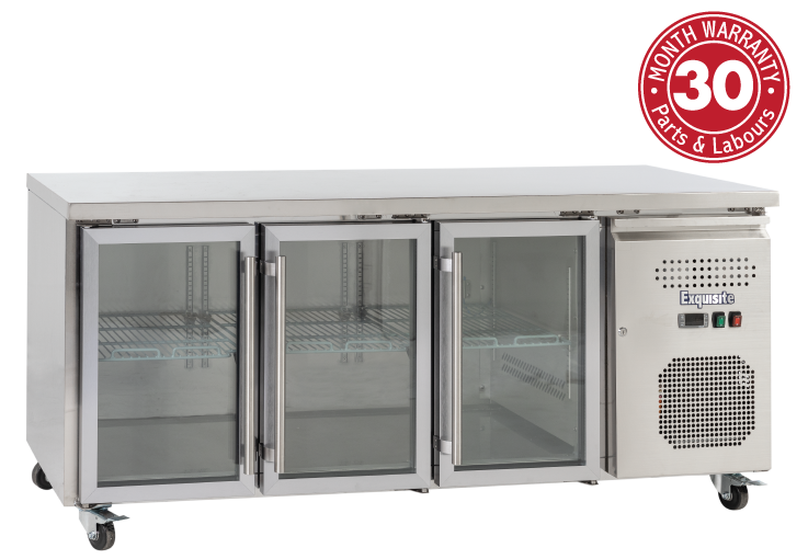 Exquisite USC400G Three Glass Doors Underbench Storage Refrigerators